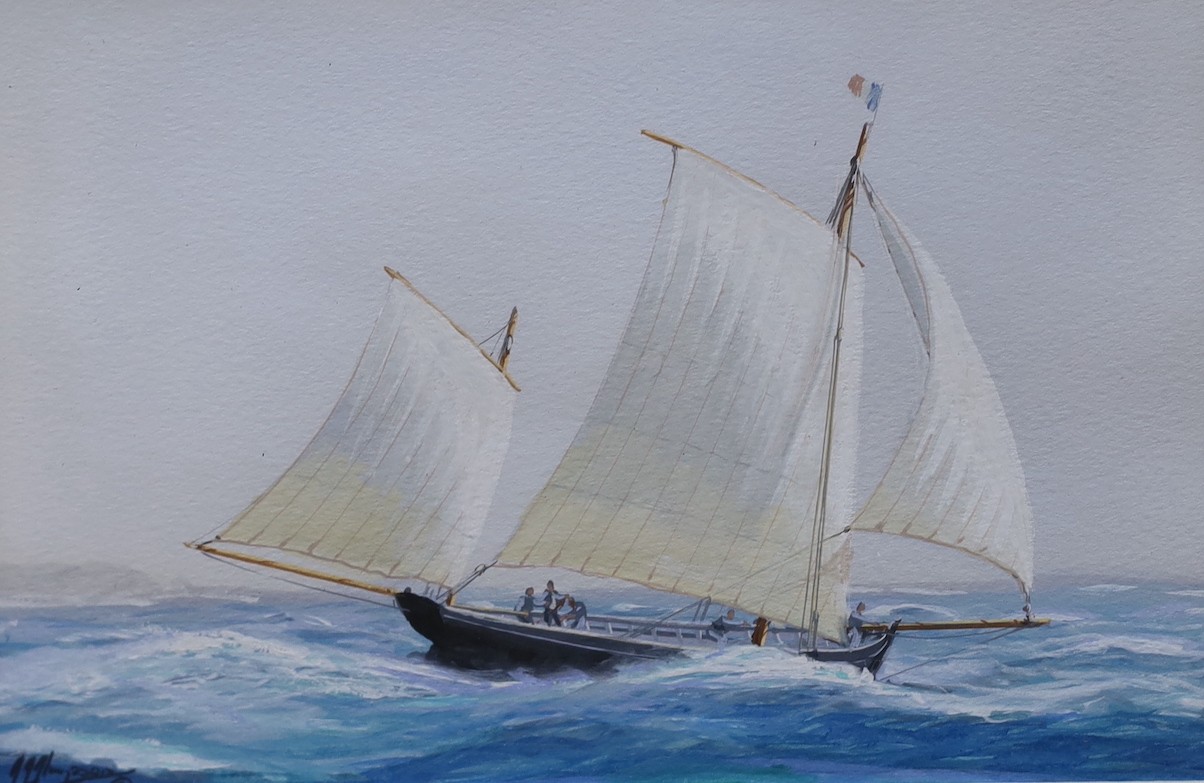 A. Thompson, pair of gouache, 'Berekois de Saint Brieuc' and 'Etretat', signed, 14 x 20cm